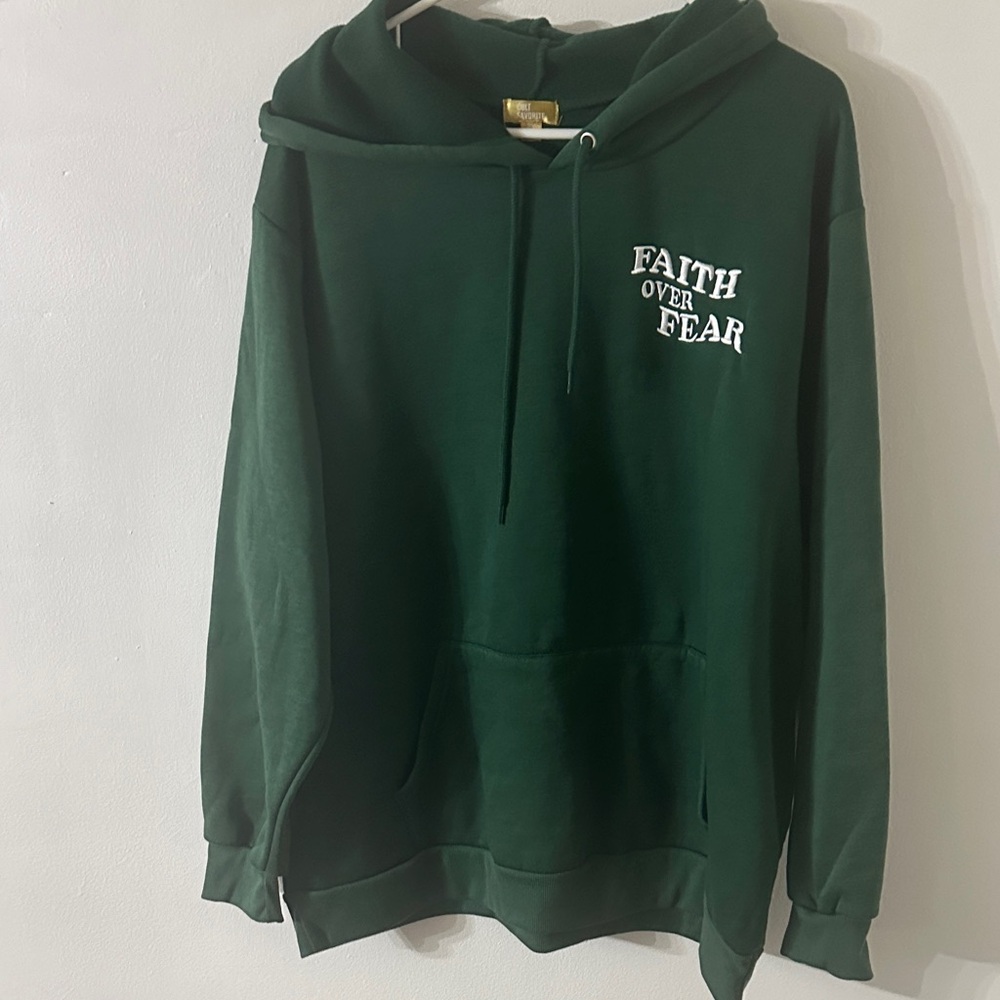 Cult favorite Faith Over Fear Dark Green Hoodie